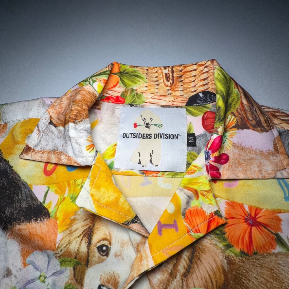 Outsiders Division Shirt Mens Medium Multicolor Cat Dog Festival Kitschy EUC - Picture 5 of 15
